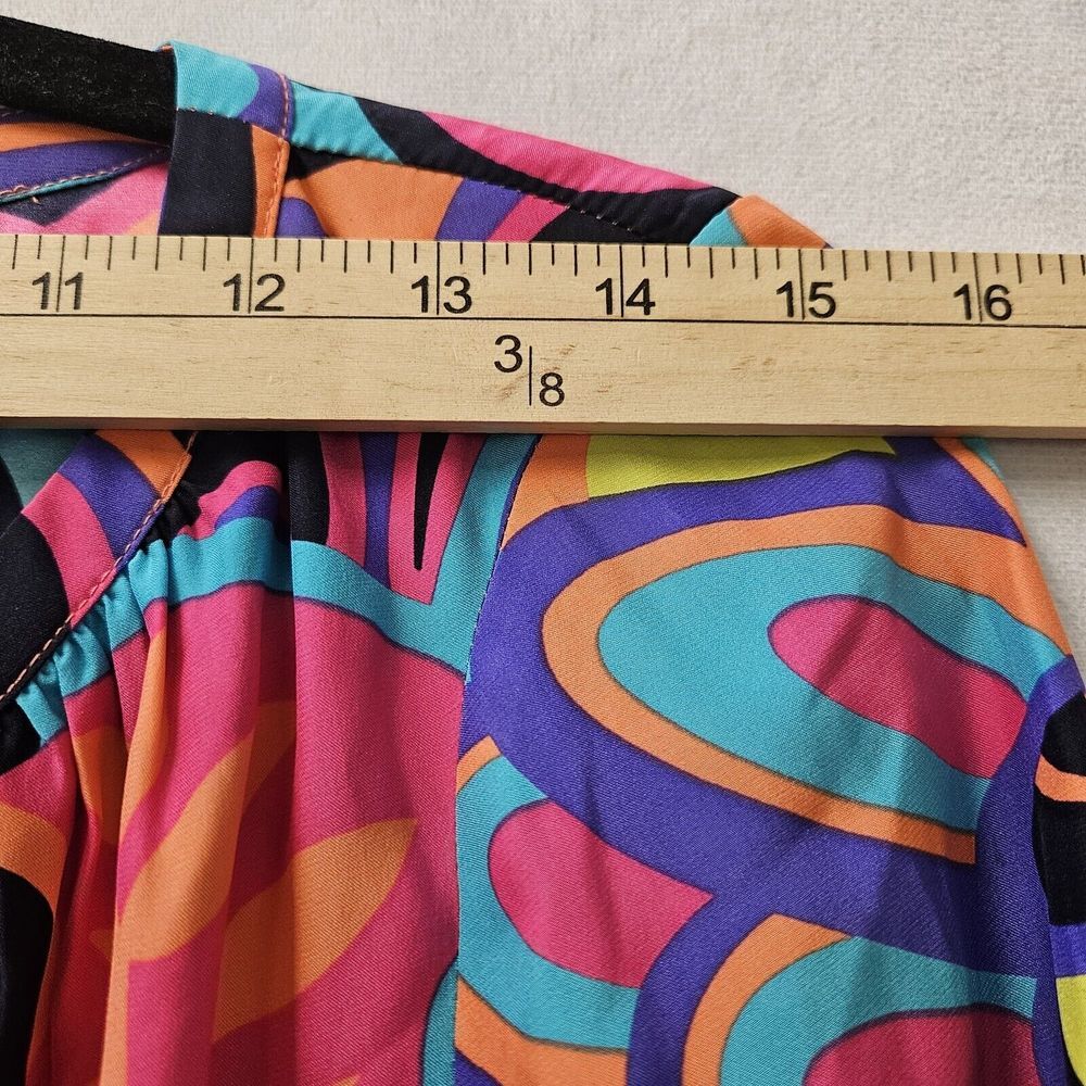 Alice Trixie Dress S 100% Silk Multicolor Abstract Tie Waist Mini‎ Boho Coastal - Picture 4 of 13